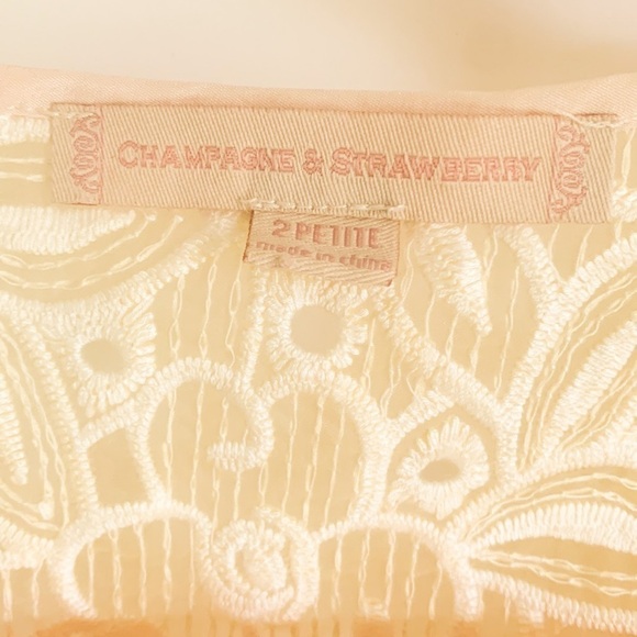 Anthropologie Champagne & Strawberry cream Petal Pop appliqué mini shift dress - Picture 9 of 11